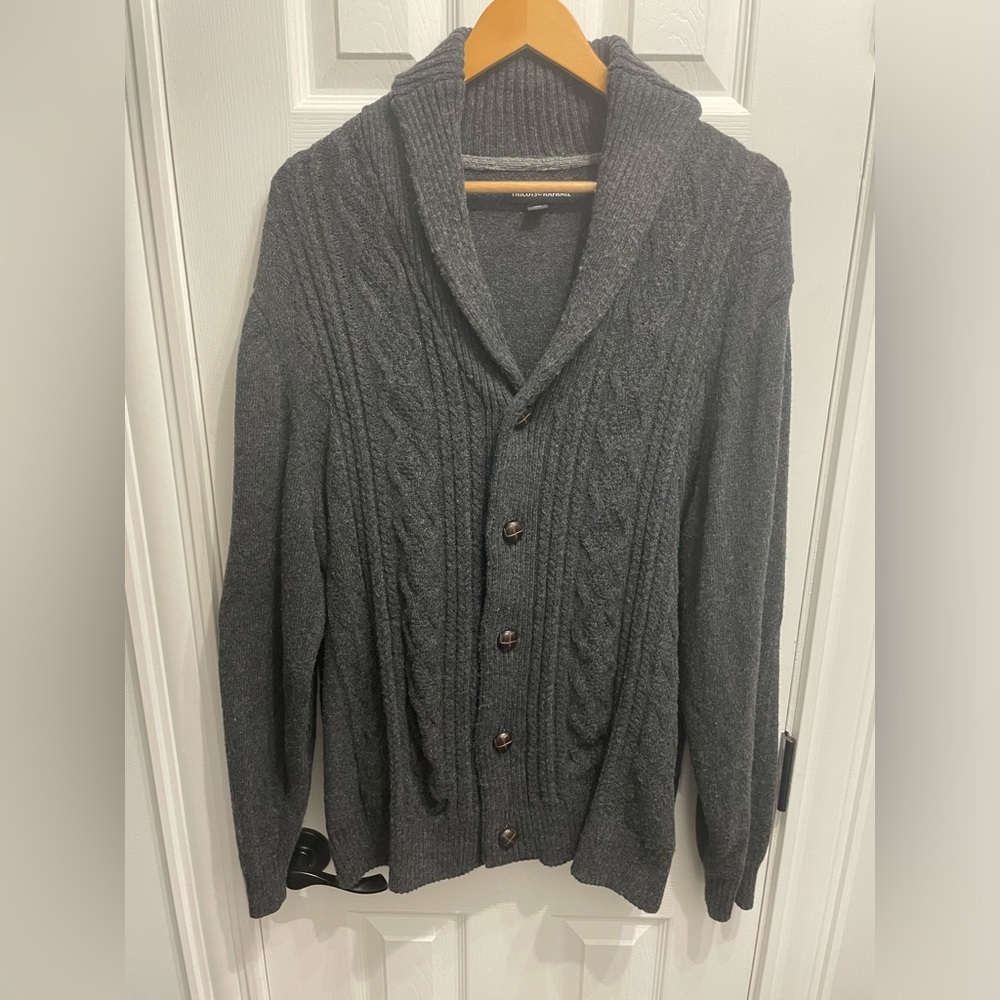 Tricots St Raphael Men’s Gray Cardigan Sweater Shawl Collar Grandpa Academia XL